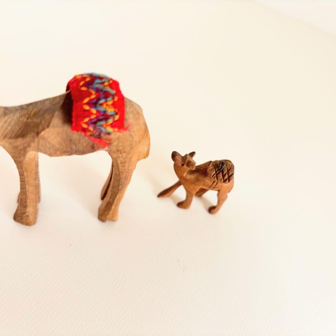 木製ラクダ（キャメル）彫刻セット