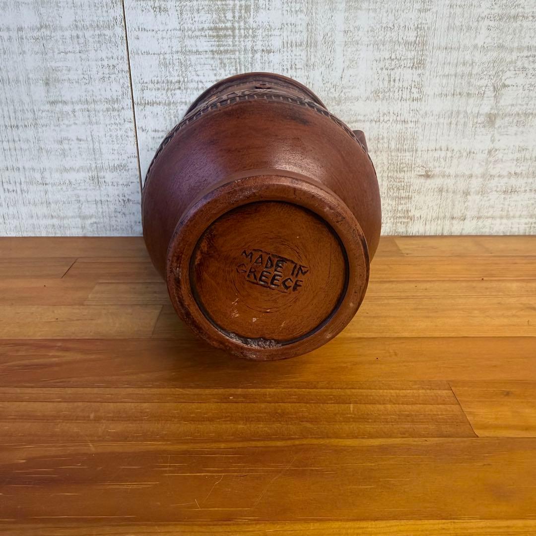 【アンティーク】陶器 ギリシャ製 壺 花瓶 フラワーベース 古道具 ブロカント