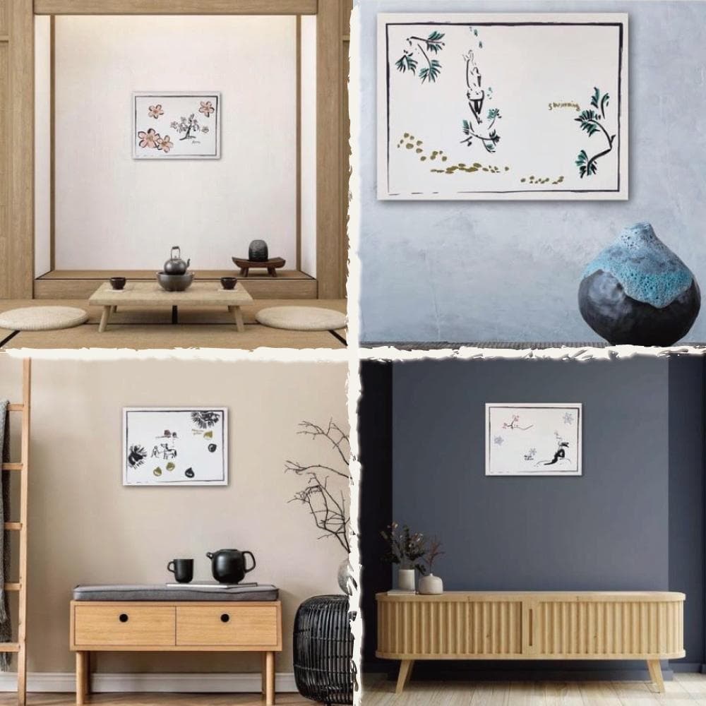 訳あり5点SETアートパネルインテリア絵画壁掛け北欧風水四季北欧モダン留め具付き