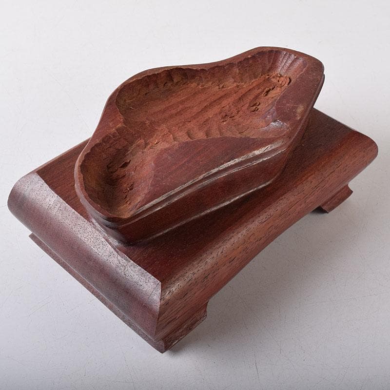 天然石　鑑賞石　孔雀石　マラカイト　重さ約3.33㎏　唐木台付　V　R8355