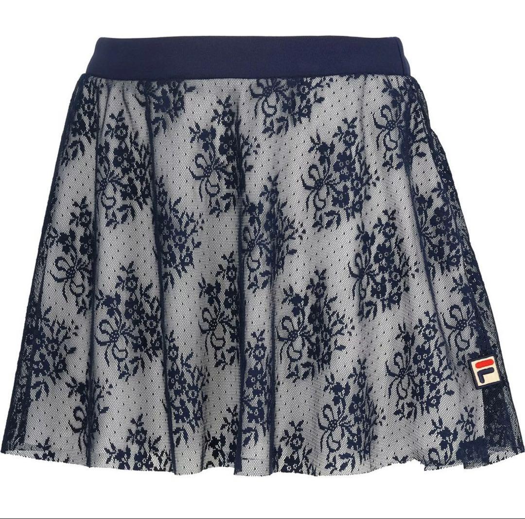 FILA ネイビー 花柄レーススカート Ｌサイズ