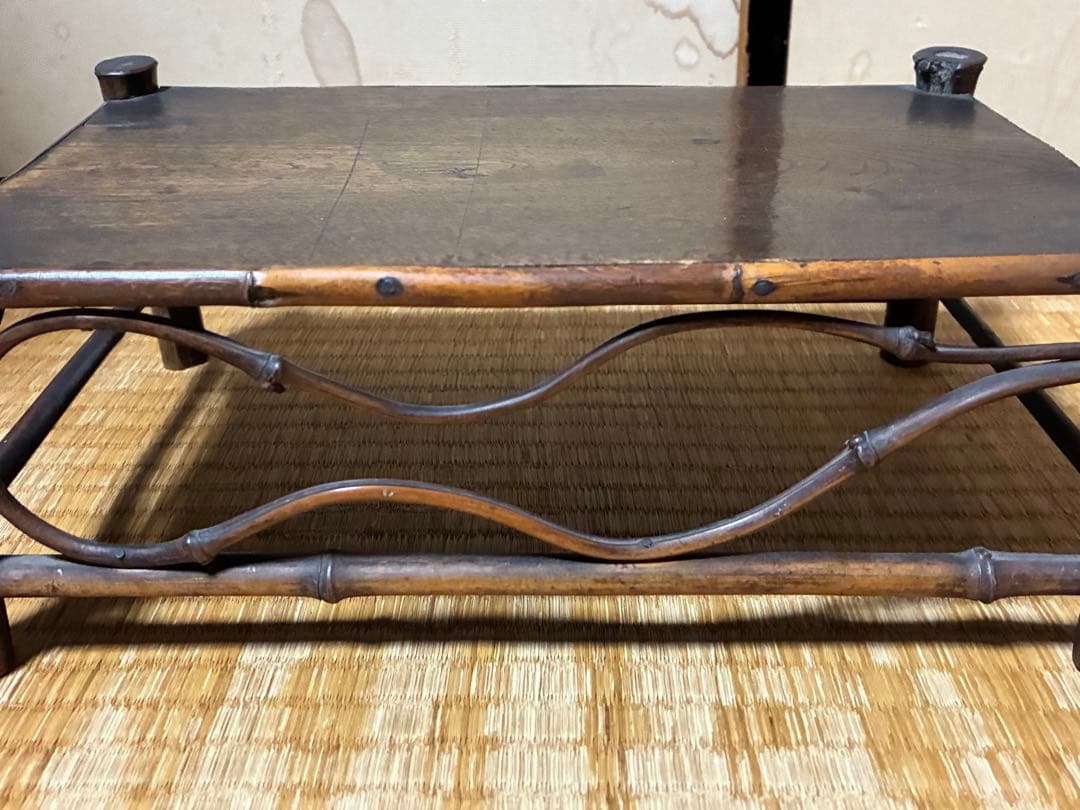 古竹 細工 四足 花台 架台 時代物