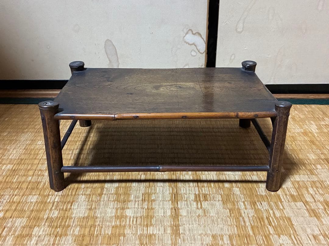 古竹 細工 四足 花台 架台 時代物