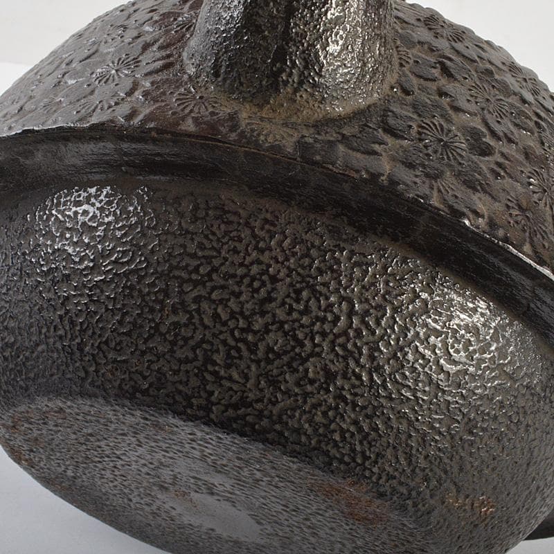 南部鉄器　桜文　鉄瓶　鉄釜　C　6418