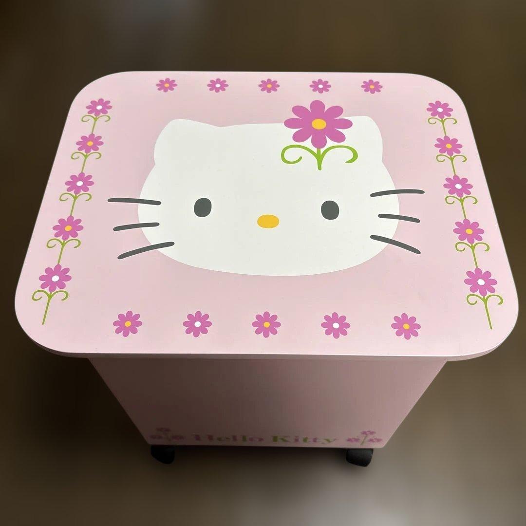 美品 激レア サンリオ ハローキティ キャスター 付き 木製 ボックス 収納