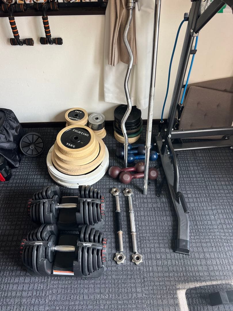 ホームジムセット　バーベル　ダンベル　可変式　最終　別途発送有