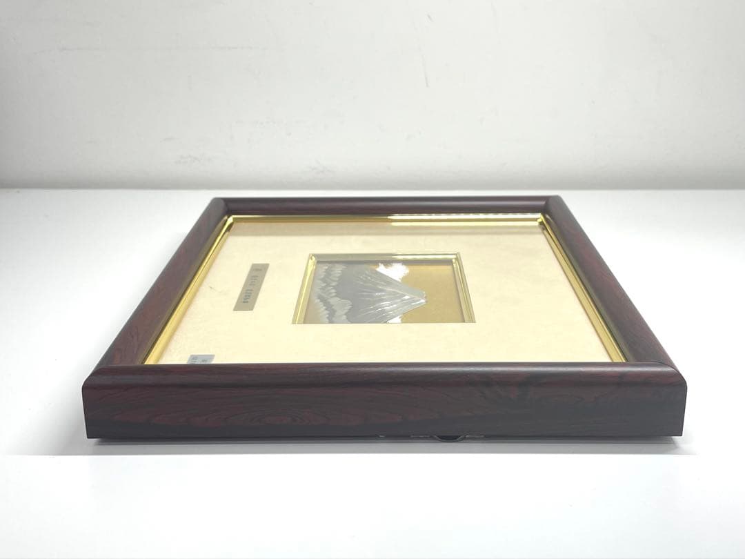 【TK】東京銀器 額 純銀 富士 金地 木製隅丸フレーム 3号 関工芸 純銀製