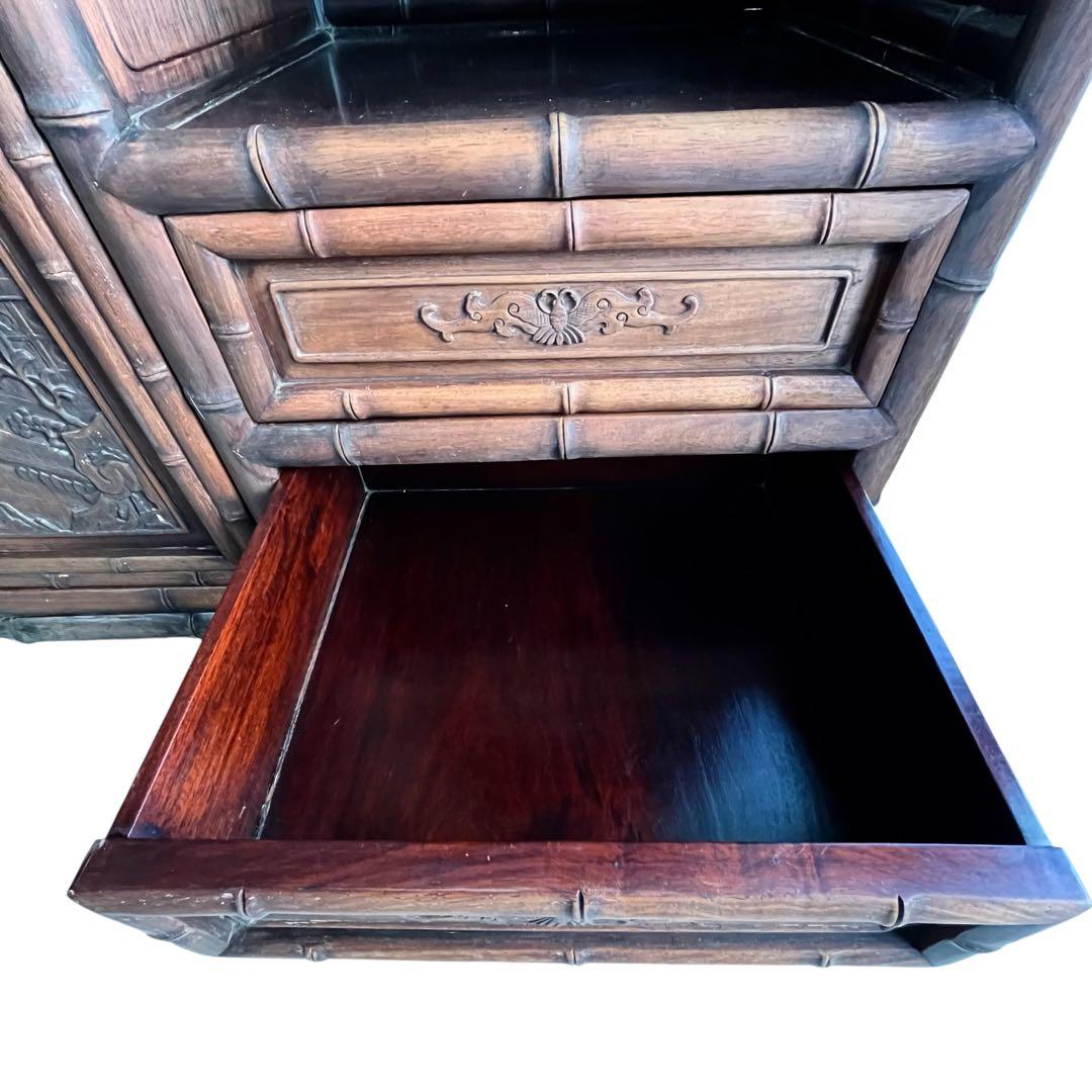 最高級 大阪唐木指物 紫檀 茶棚 茶箪笥 飾り棚 サイドボード キャビネット