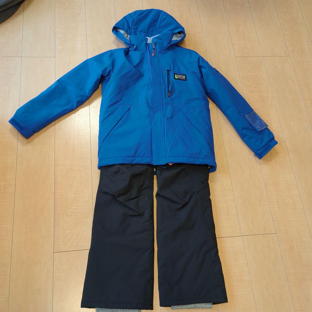 新品スキーウェア男女 145 150 160 青 RESEEDAスノボ 手袋つき