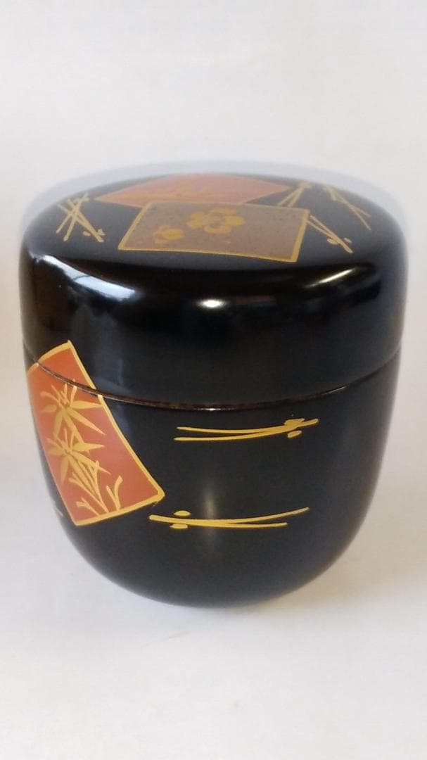 越前蒔絵師 宮田宗景 作 色紙蒔絵 中棗 共箱 漆器 漆芸 茶道具 新品 未使用