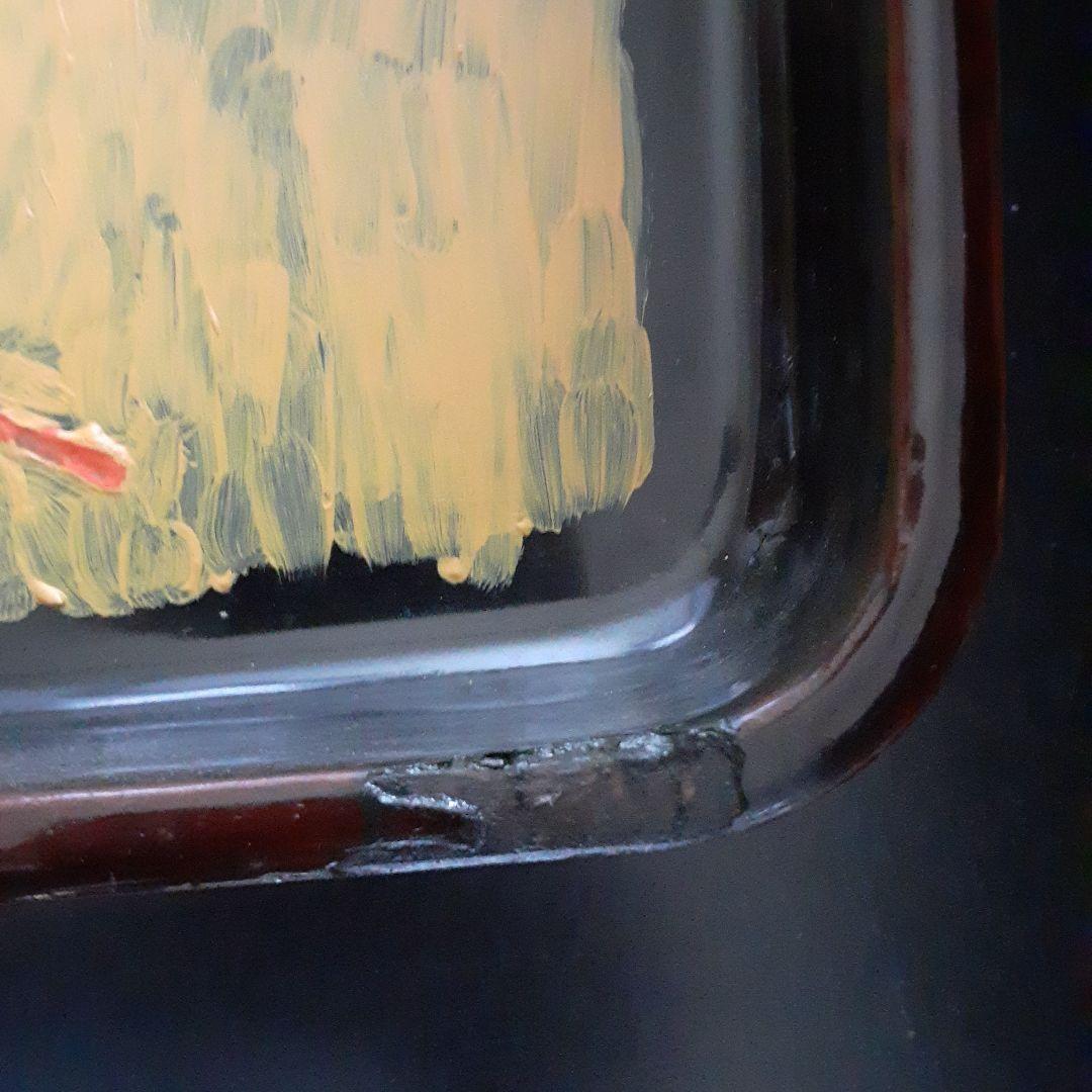 絵画　クマガイモリカズ　油彩　お盆　鳥