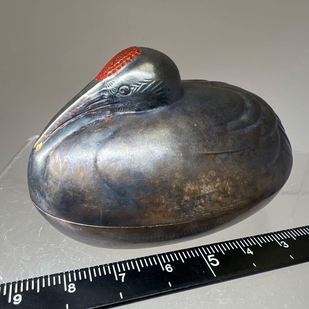 専用純銀　鶴　ボンボニエール　64g/横幅約7㎝　東Y7-1208☆1Fトヒウル