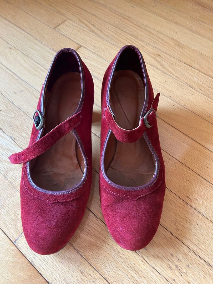 レッド スエード フラメンコシューズ　オスーナ