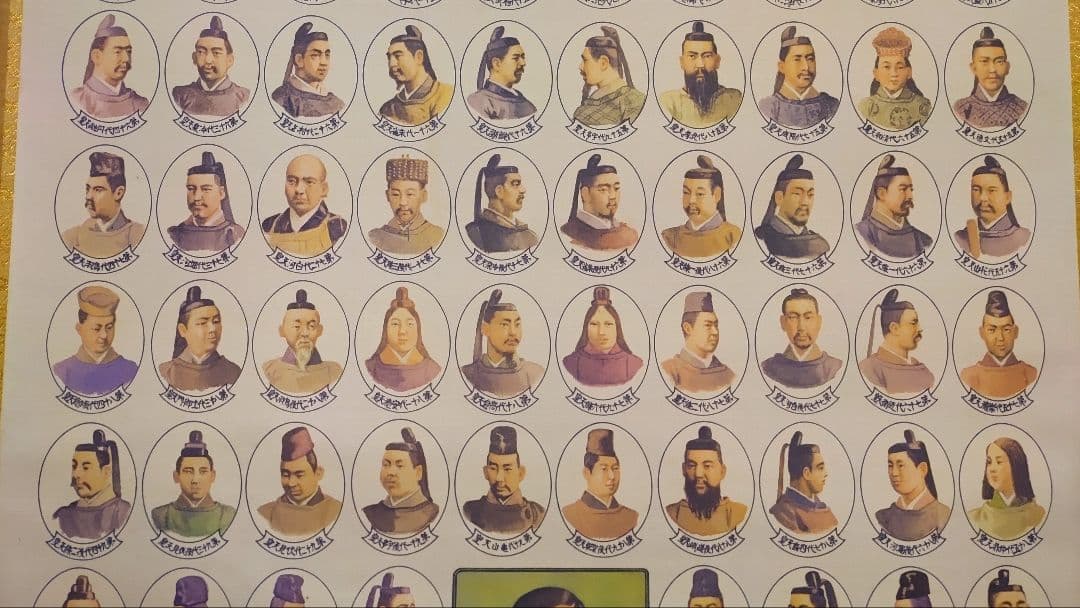 ご希望額まで値下げ～@『日本国歴代天皇御真影図』神武～昭和天皇 印刷掛軸 肖像画