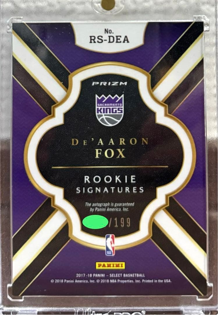 De'Aaron Fox RC autograph /199シリ silver