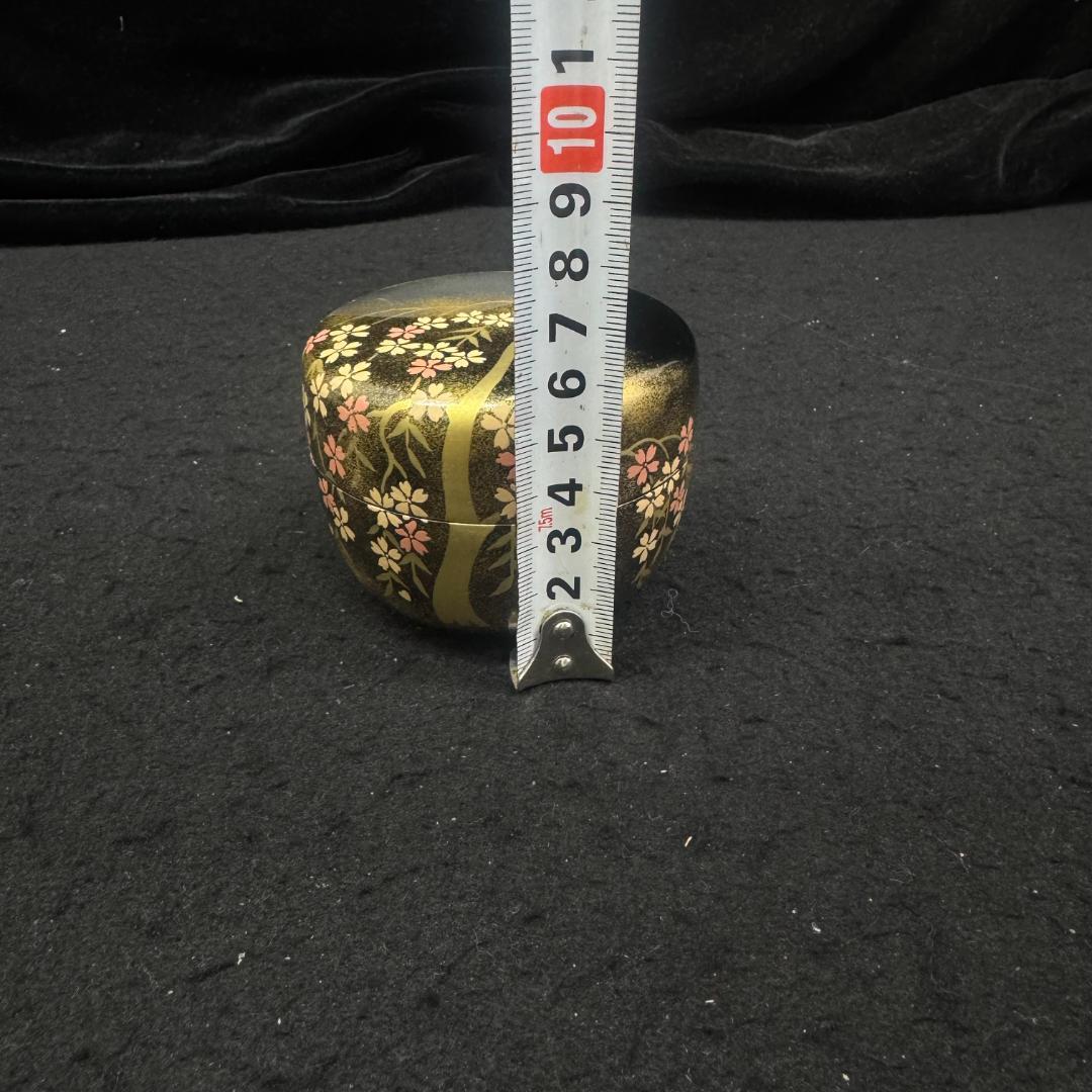 未使用　棗　なつめ　中村湖彩作　夜桜蒔絵 　　二重共箱　共布あり