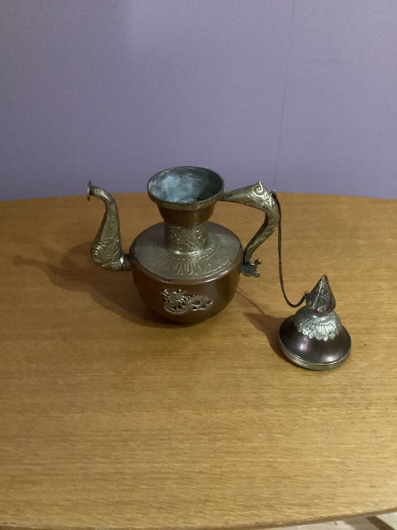 ビィンテージ　水差し　ティーポット　銅　真鍮