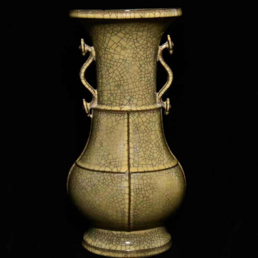 中国古美術・旧蔵陶磁器如意瓶・18x38cm・茶道具・案頭・置物・文房具・賞物