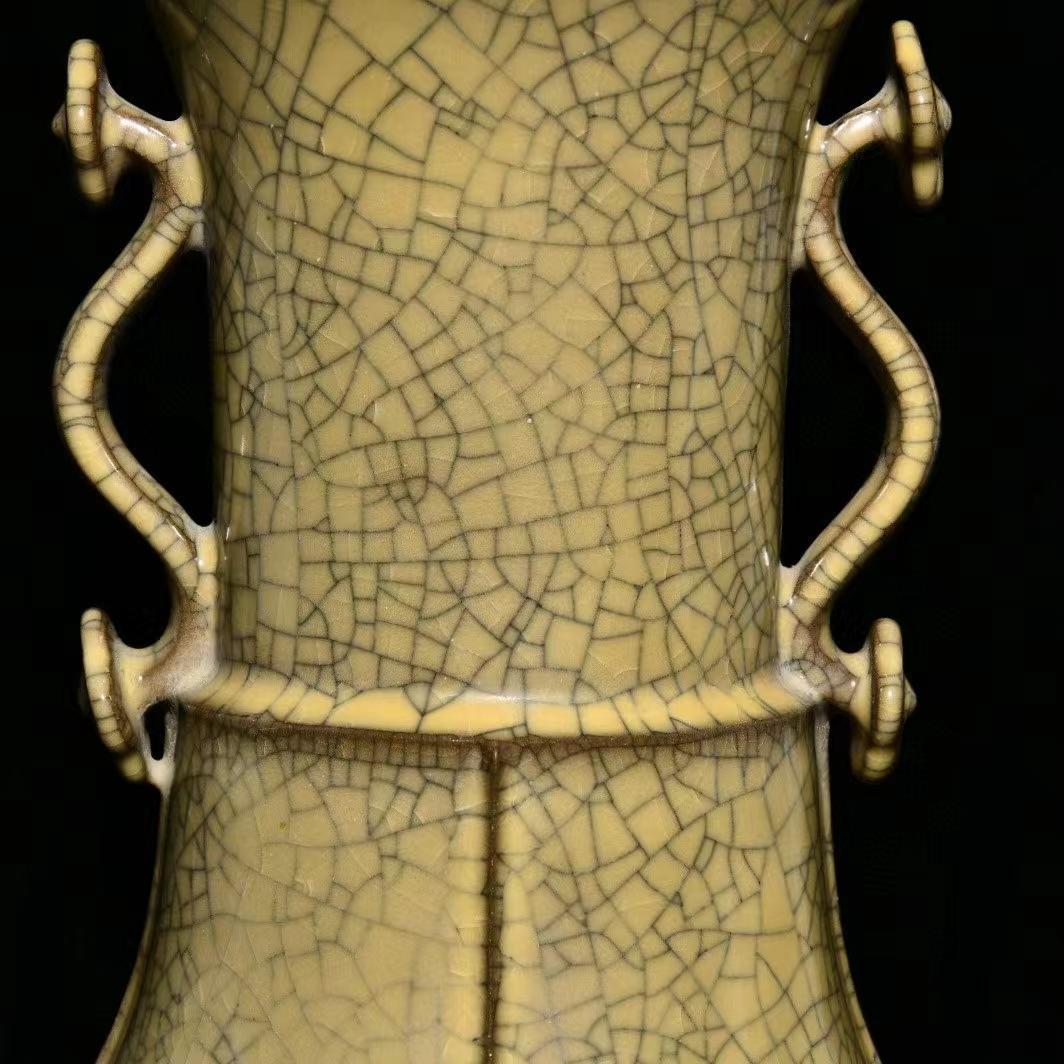 中国古美術・旧蔵陶磁器如意瓶・18x38cm・茶道具・案頭・置物・文房具・賞物