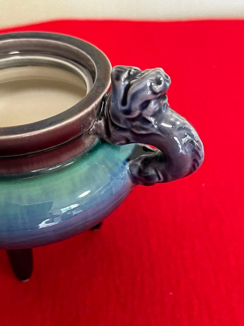 人間国宝 柳雨軒 三代 徳田八十吉(正彦銘) 彩釉 香炉 管理T212