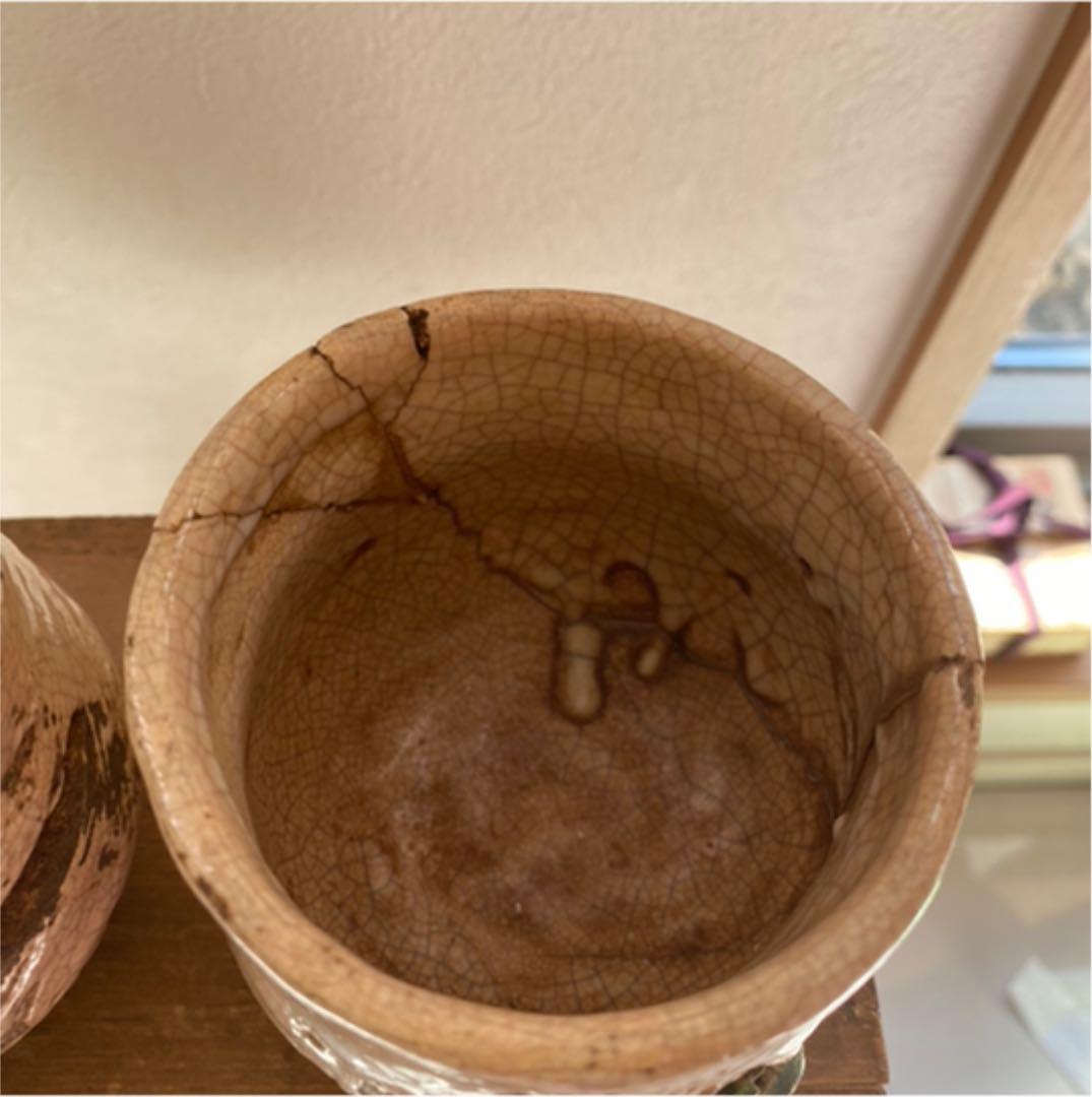 楽山焼　蟹　湯呑み　水月焼　骨董品　時代物