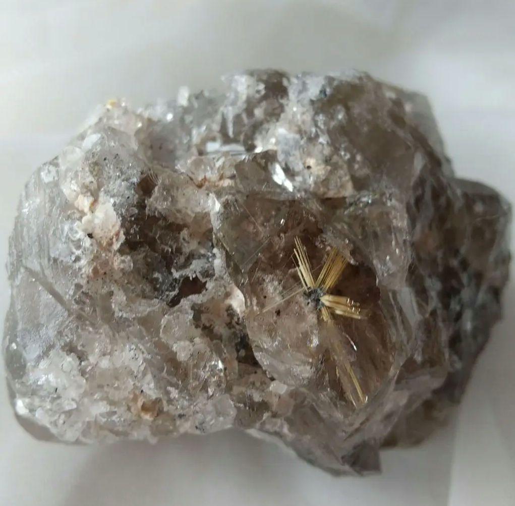 ブラジル産 虹入り 太陽ルチル スモーキークォーツ 美クラスター