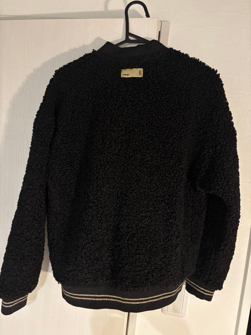 PING ボア素材 ジップアップジャケット ブラック