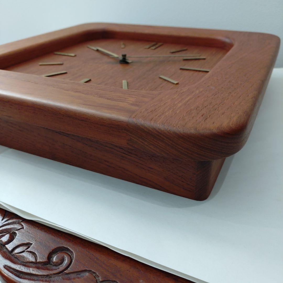 チーク材　壁掛け時計　デンマーク製　動作確認済み　1960年代　ヴィンテージ