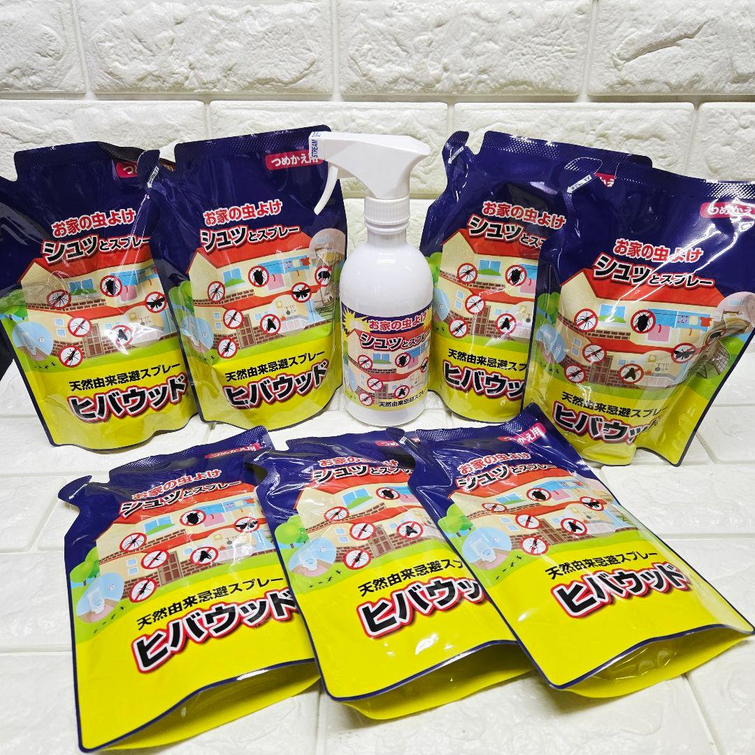 天然由来忌避スプレー ヒバウッド 詰め替え用 400ml ×7個 空ボトルセット