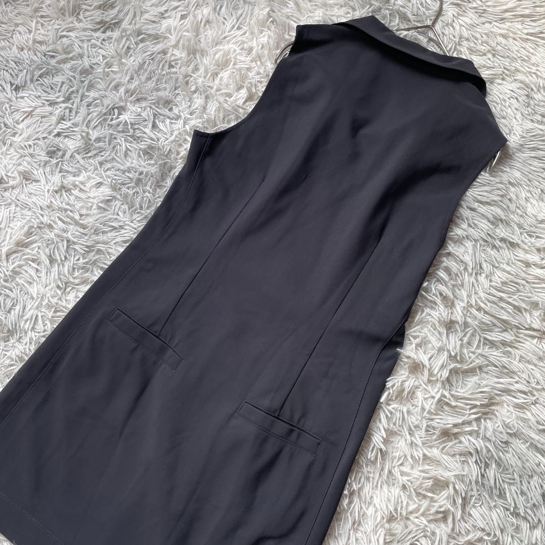 バーバリーゴルフ ノースリーブワンピース M〜L ブラック フルジップ ロゴ刺繍