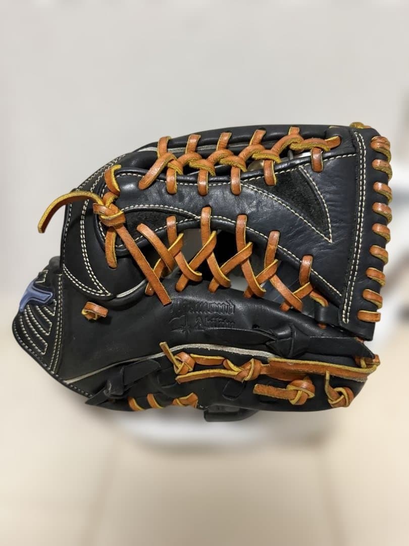 Mizuno 軟式グローブ 黒/オレンジミズノ 外野手用 野球グローブ 一般