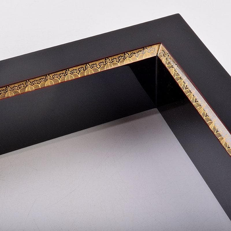 茶道具　輪島塗　前志芸男作　沈金桐模様　炉縁　共箱　V　R8956B