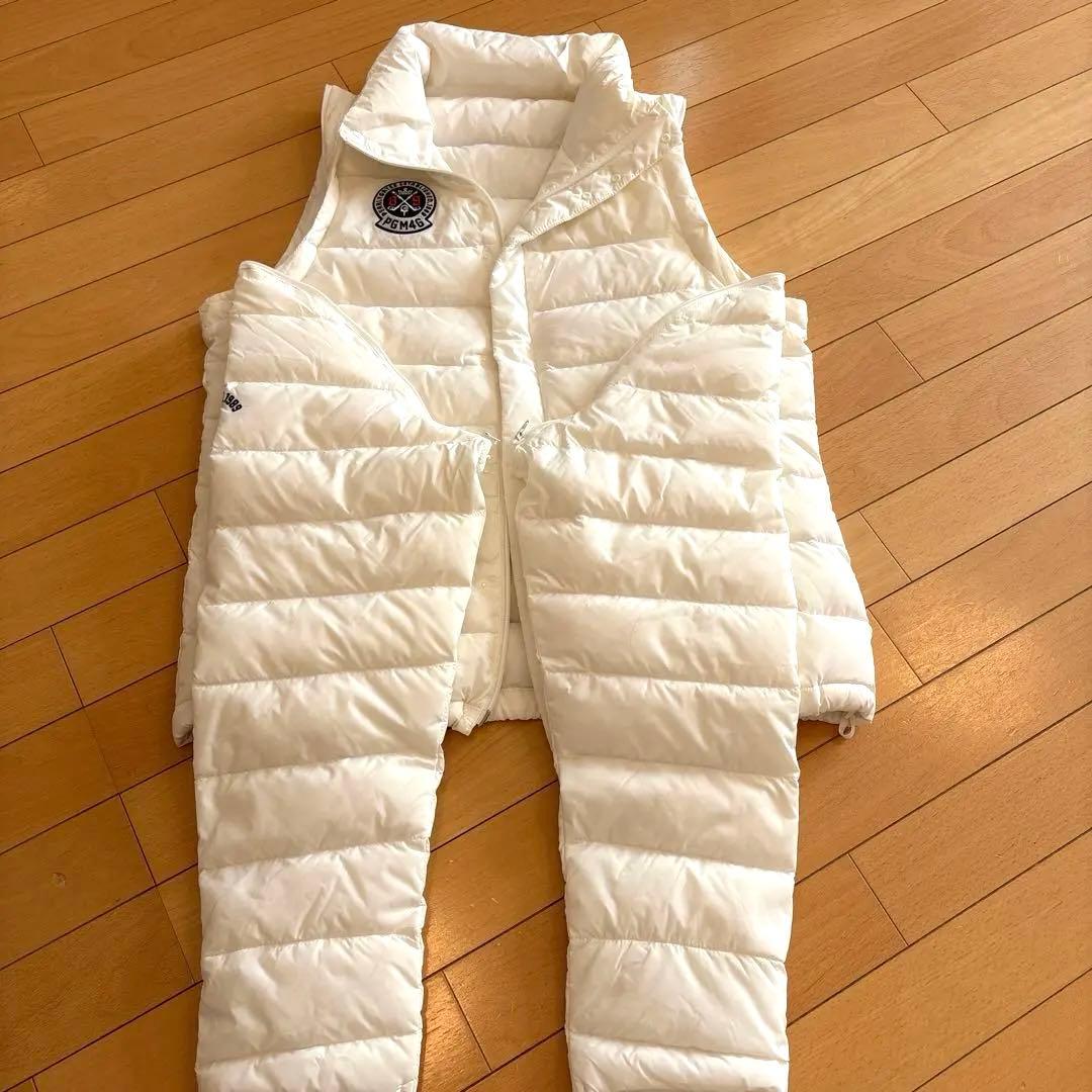 パーリーゲイツ　ダウンジャケット　ツーウェイ　白　メンズ　エルサイズ（5）