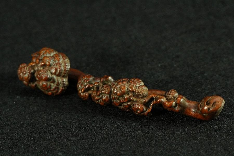 黄楊木 刻 霊芝 如意(HA436-2)