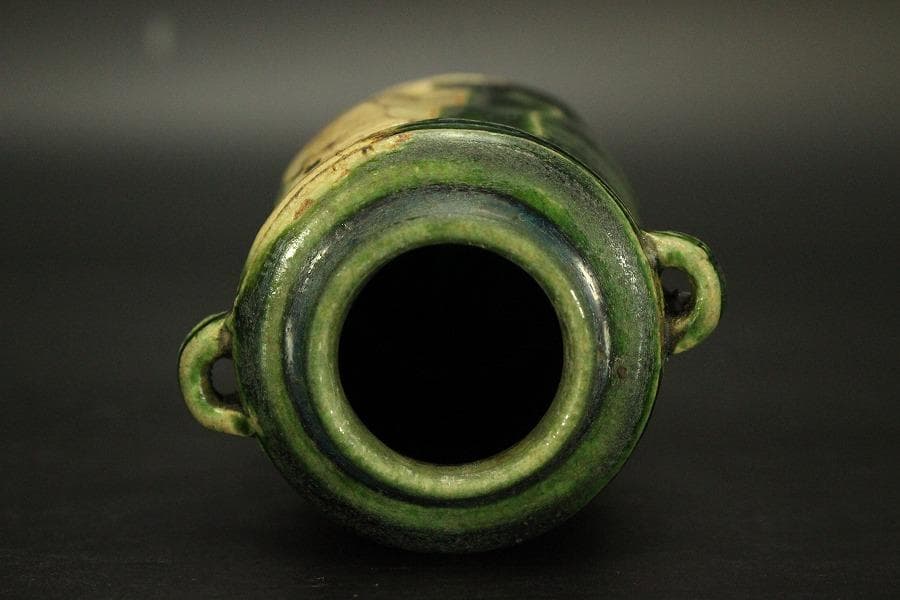 古美術 茶道具 青織部 時代 茶入(A776)