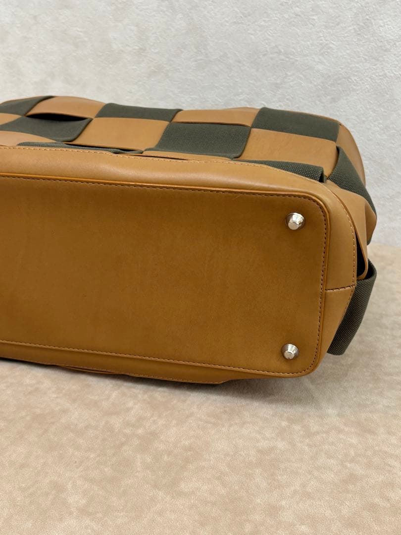 わちふぃーるどダヤンチェック柄バッグ（ブラウン・グリーン）