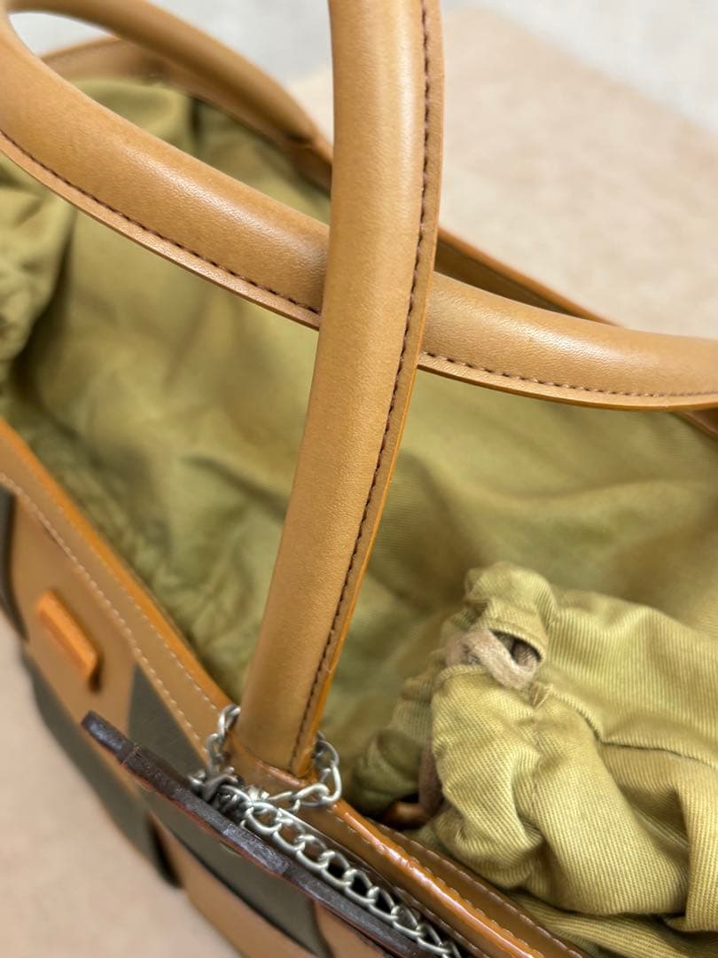 わちふぃーるどダヤンチェック柄バッグ（ブラウン・グリーン）