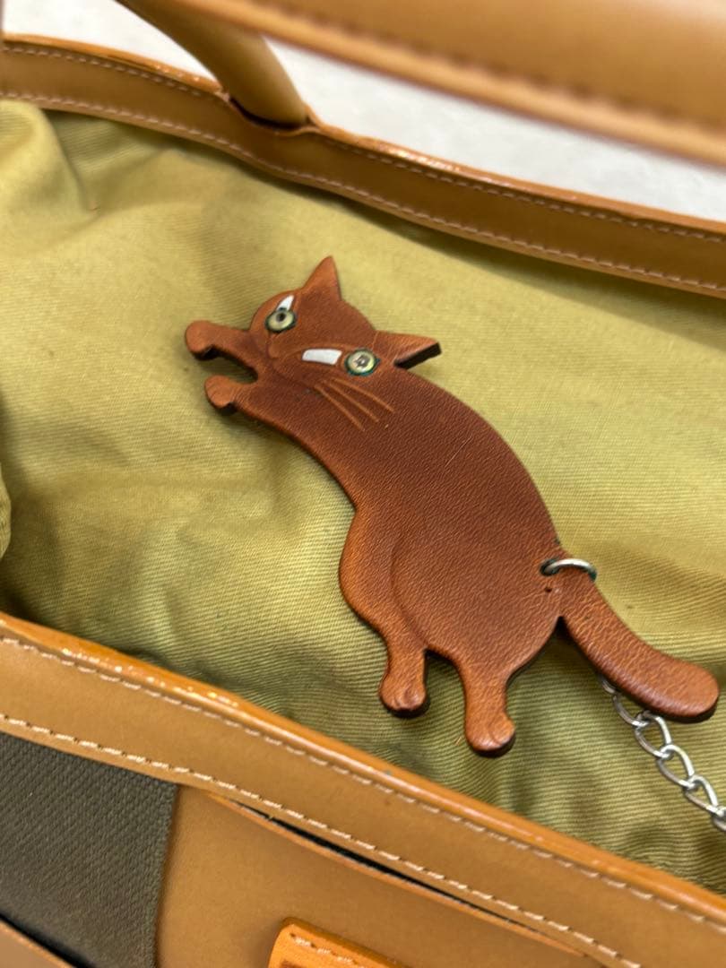 わちふぃーるどダヤンチェック柄バッグ（ブラウン・グリーン）