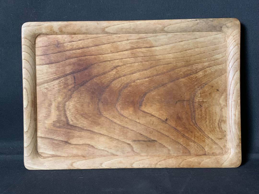 本欅 無垢 手彫 煎茶盆 香盆　古民芸我谷盆 897