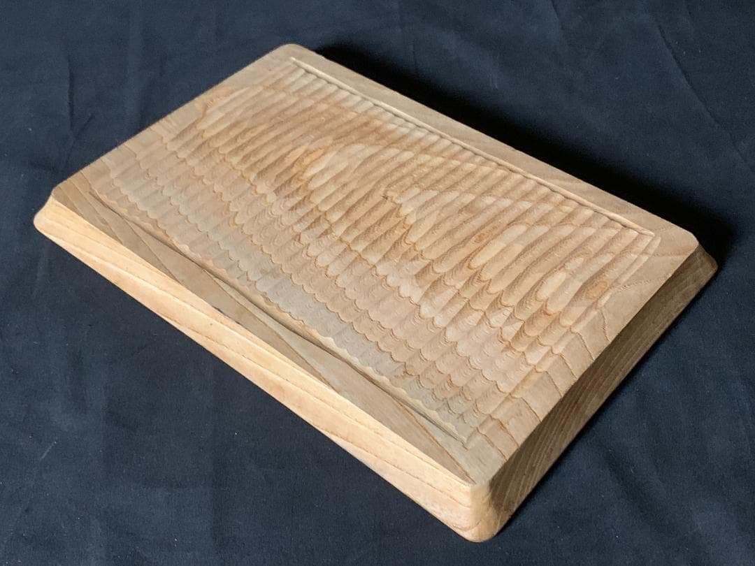 本欅 無垢 手彫 煎茶盆 香盆　古民芸我谷盆 897