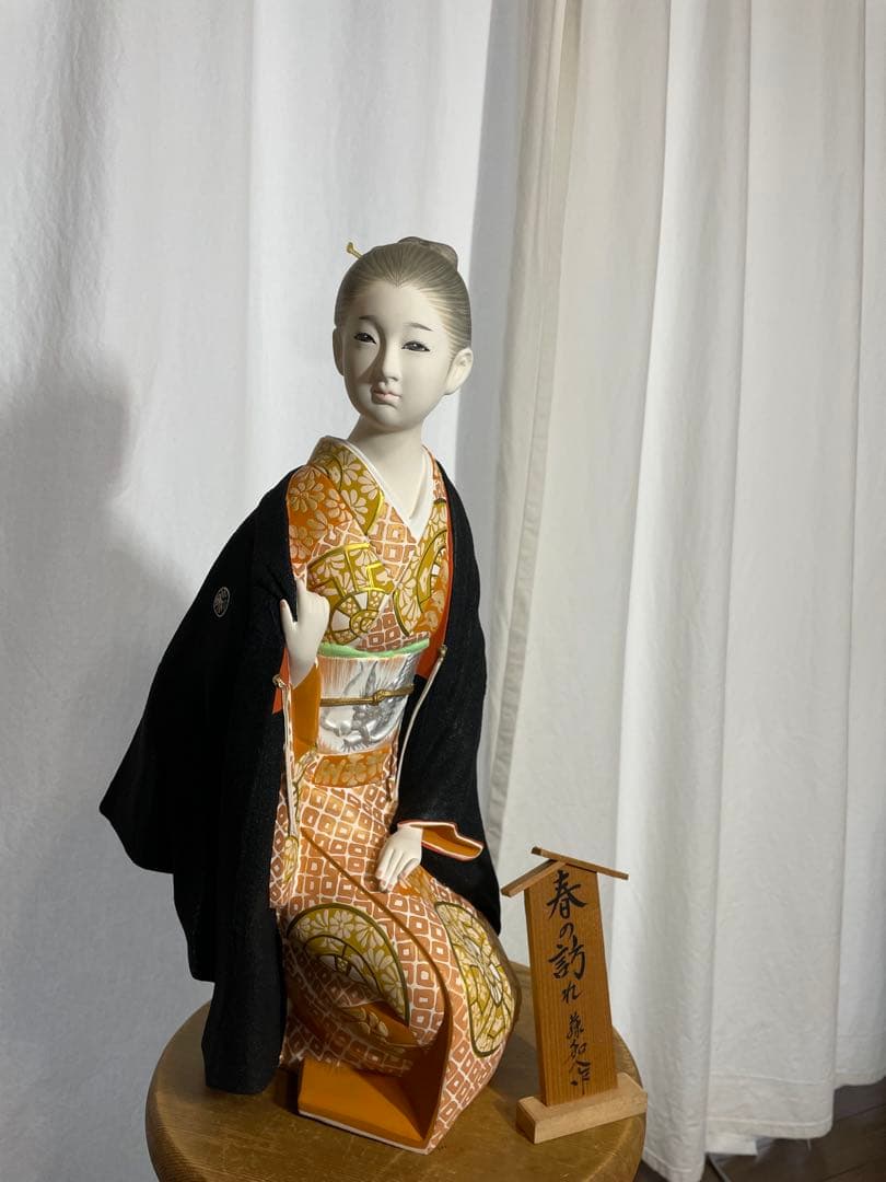 博多人形 春の訪れ 高さ43cm 木札付き 帯 龍模様（補修跡あり）