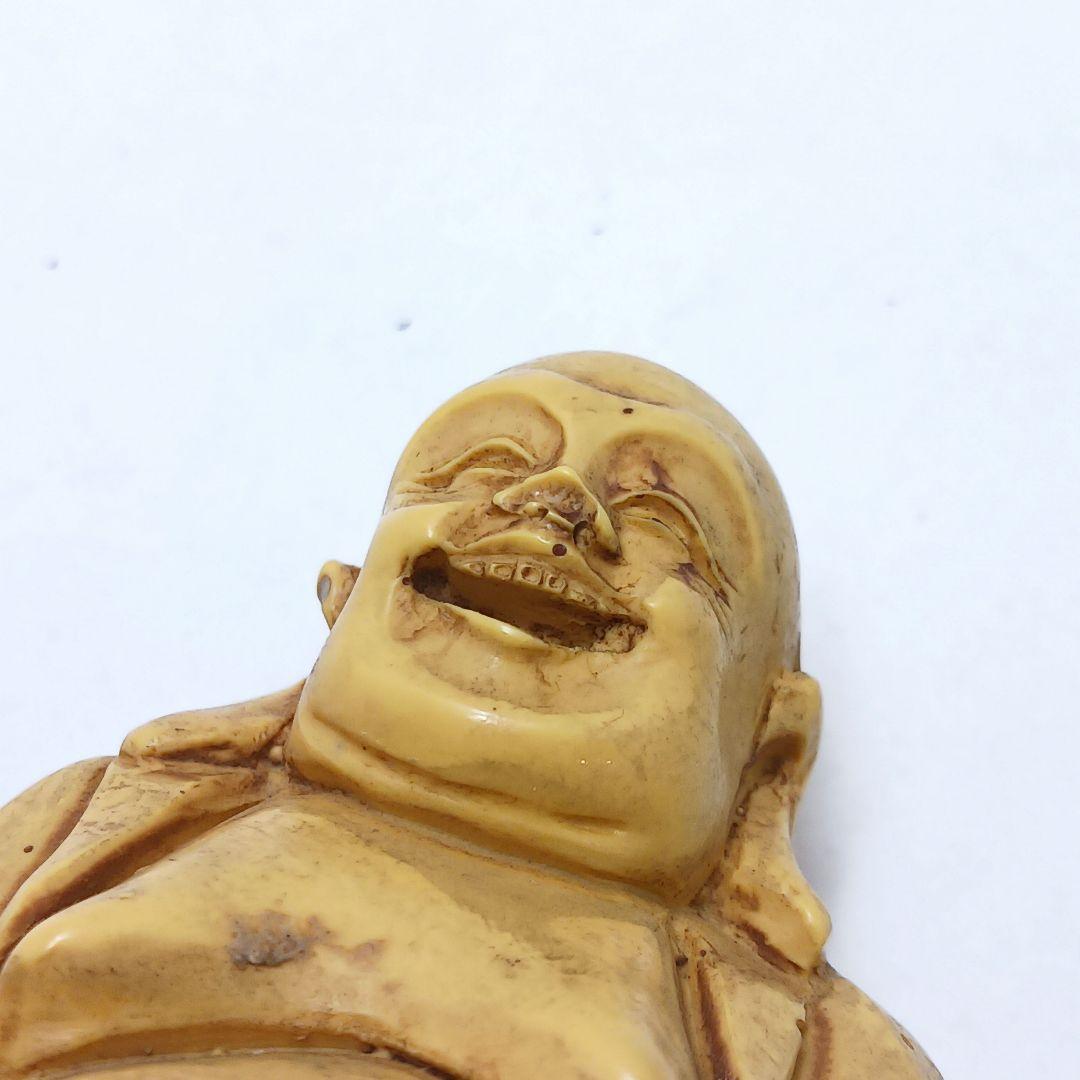 Y2293-4 高級彫刻 布袋 置物 細密彫刻 総重量222.1g　の