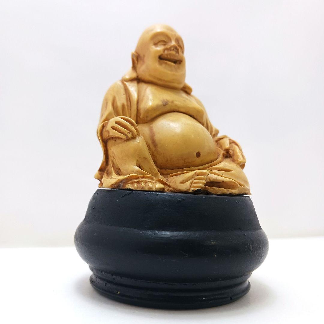 Y2293-4 高級彫刻 布袋 置物 細密彫刻 総重量222.1g　の