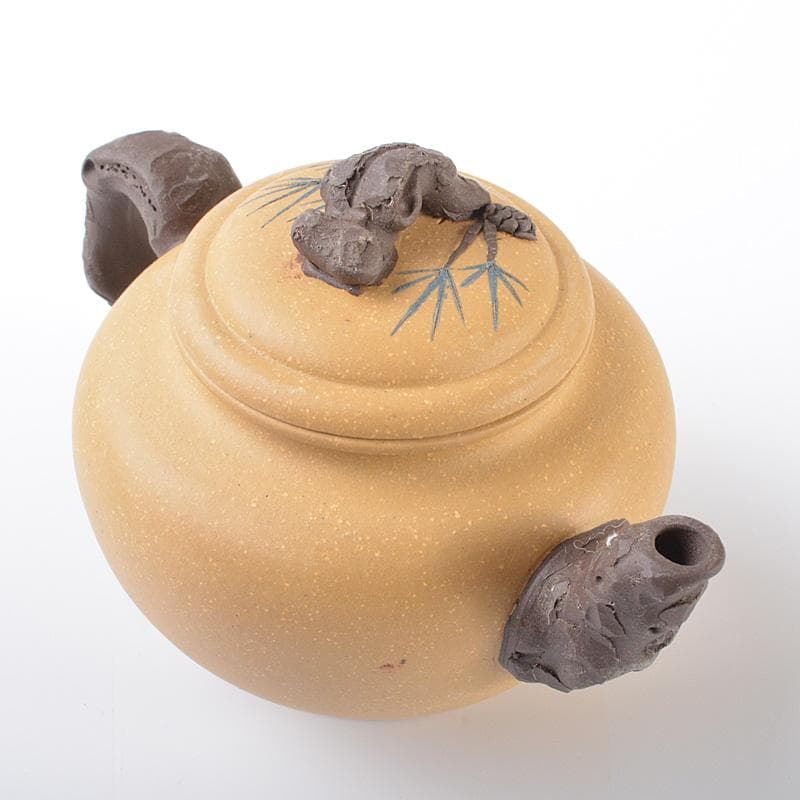 中国　紫砂　黄泥　松文　急須　茶壷　在銘　C　R6221