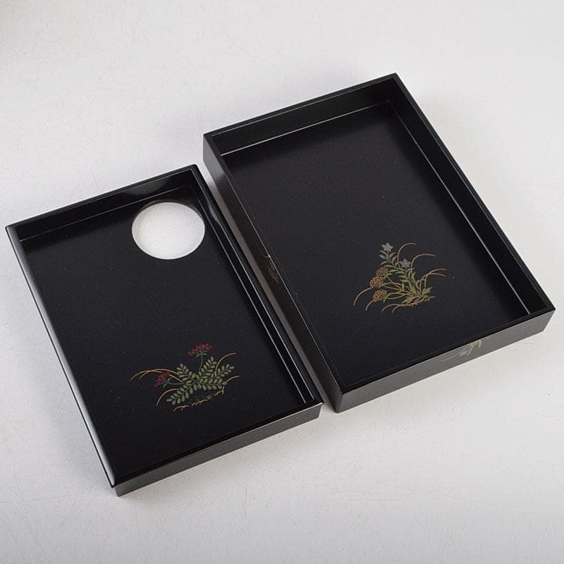 riko　草花蒔絵　茶箱　茶碗　棗など　九点一式　共箱　U　R9039