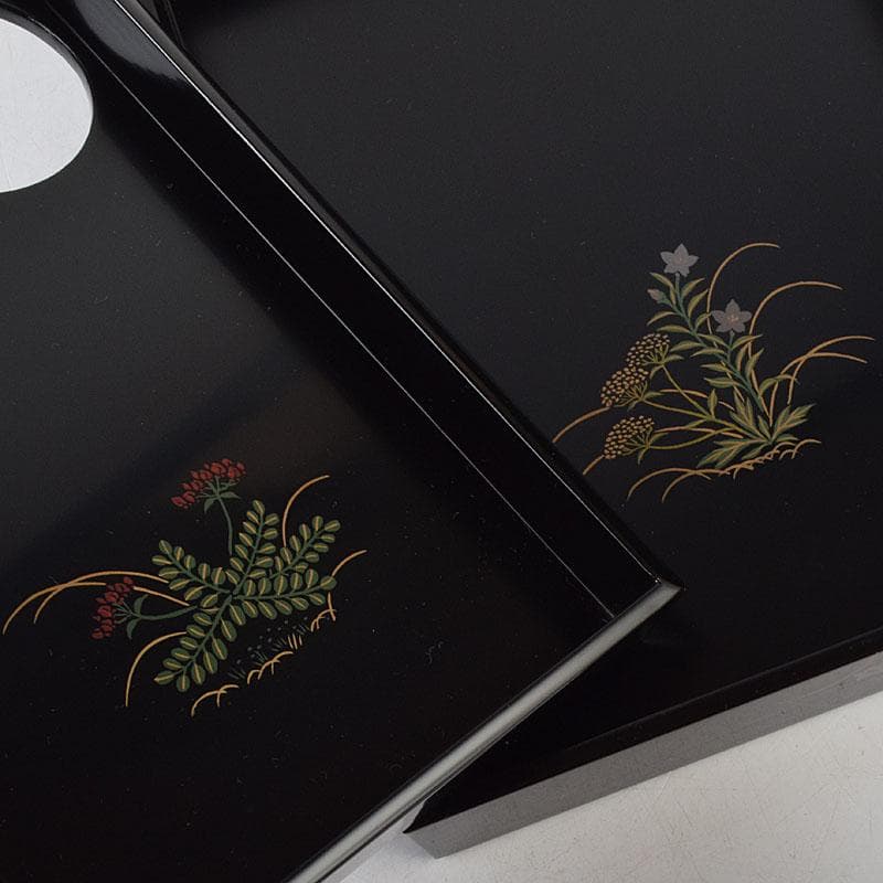 riko　草花蒔絵　茶箱　茶碗　棗など　九点一式　共箱　U　R9039