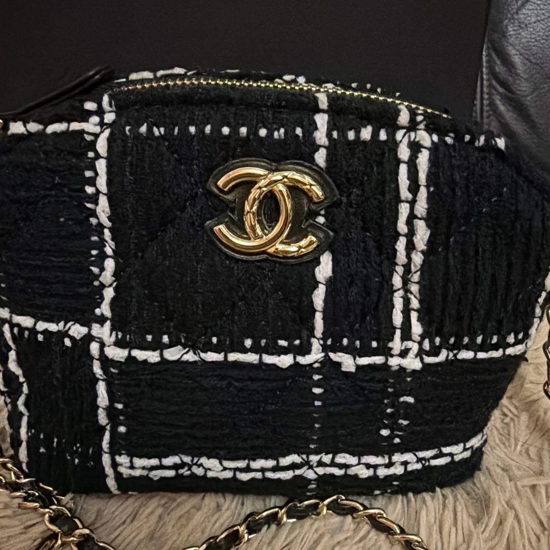 も*あ様 CHANEL ストライプショルダーバッグ　シャネル　ツイード　ノベルテ