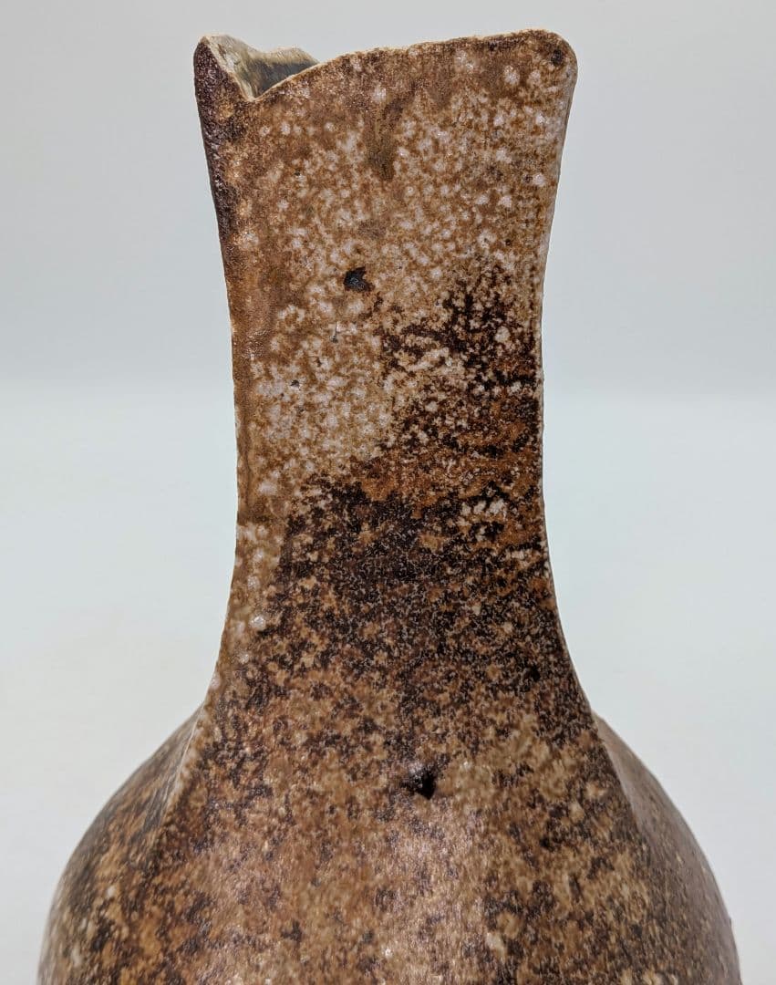 井出克幸 焼〆瓶 共箱共布栞 花瓶 花入 花器 フラワーベース 置物 花生 茶陶