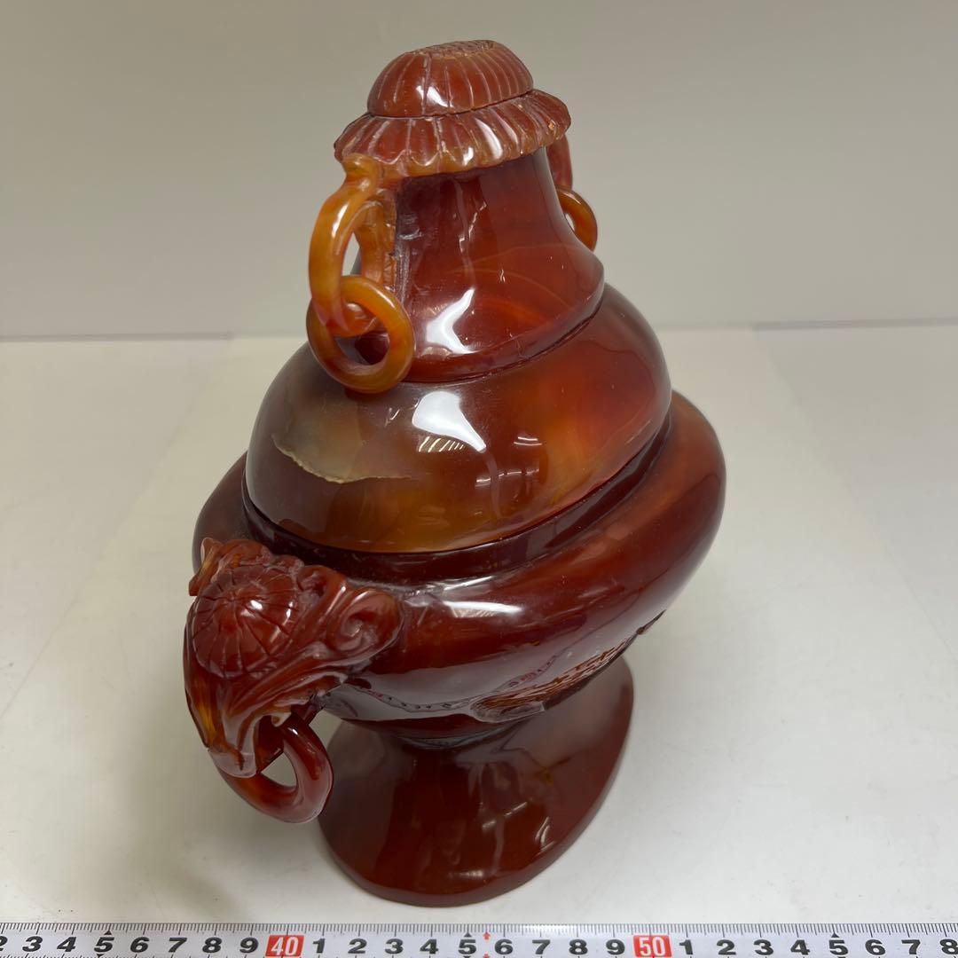 専用　中国美術　本黄瑪瑙　香炉　1796g トヒサ　東な8-0121☆2F