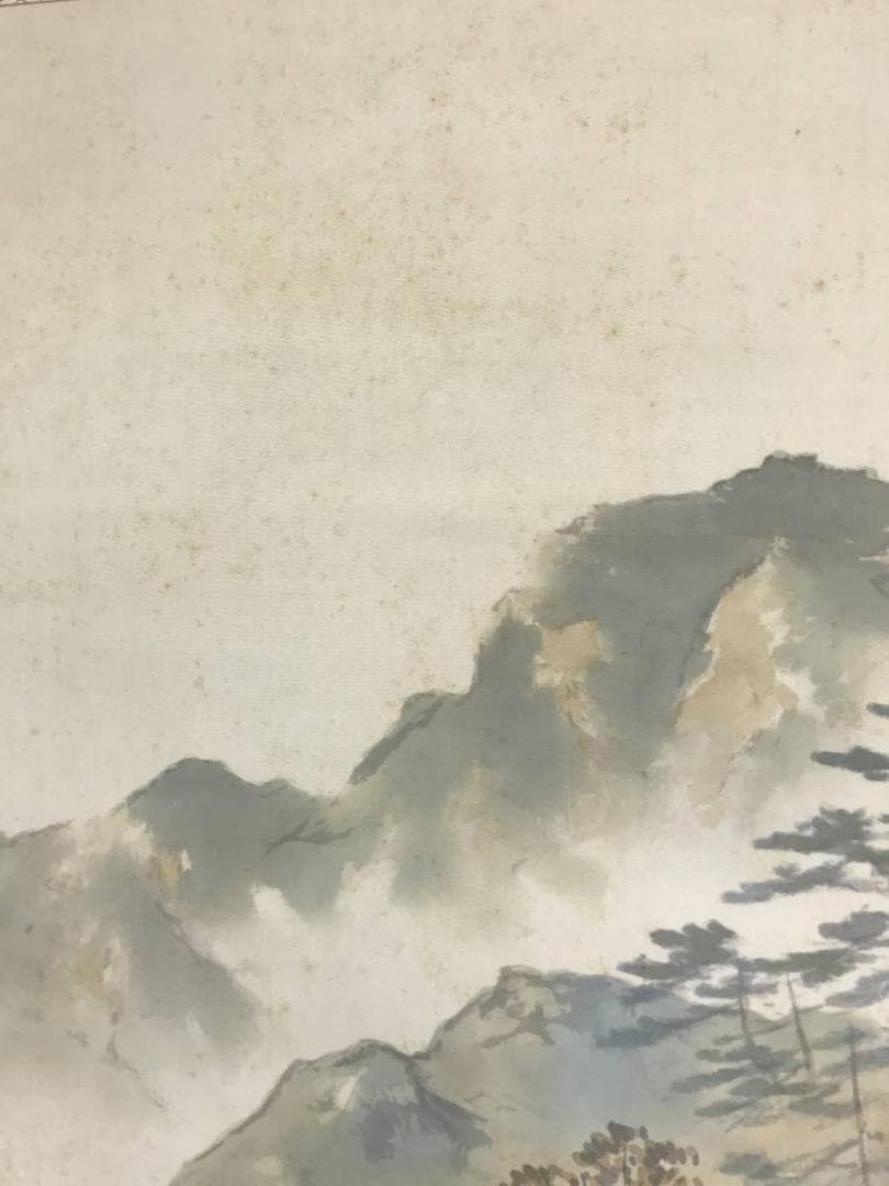 【真作】吉田鋤牛/晩秋之図/秋景山水図/山水図/掛軸☆宝船☆AD-498